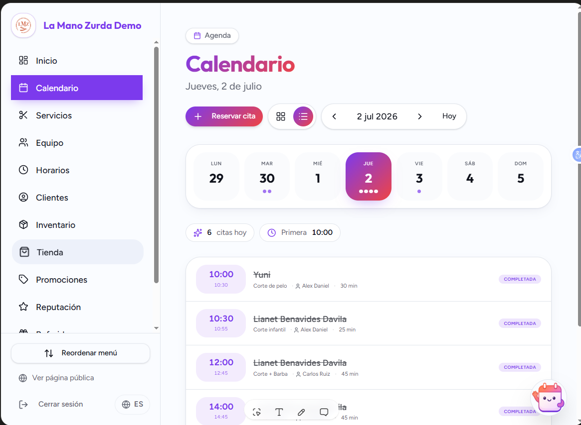 Calendario de citas real