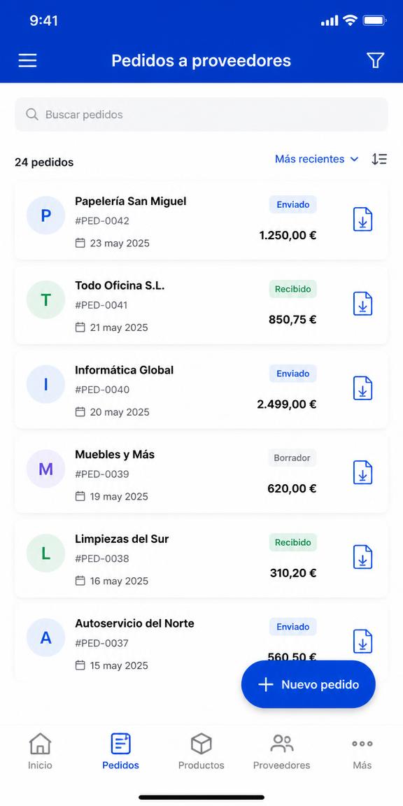 Pedidos a proveedores